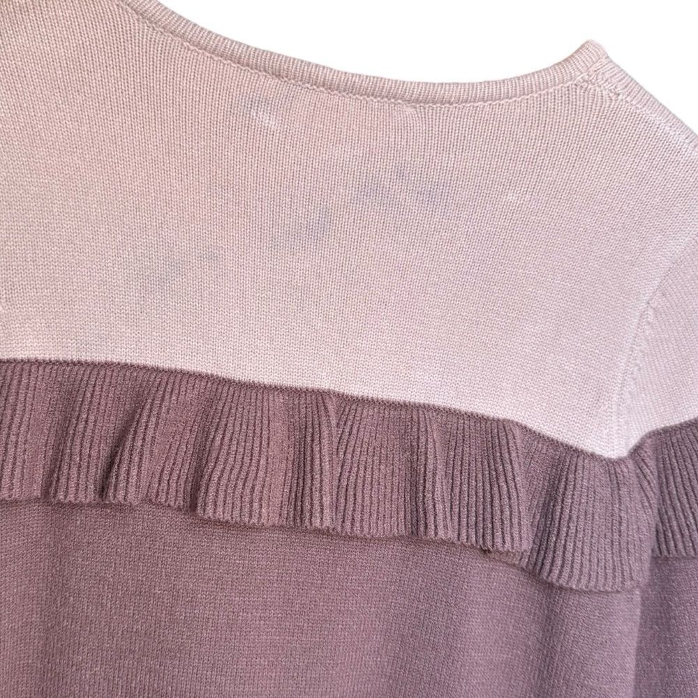 TAKE NOTE Two Tone Knit Sweater Dress Teen Girl Sz 16 Cream / Brown Ruffle - Picture 11 of 12